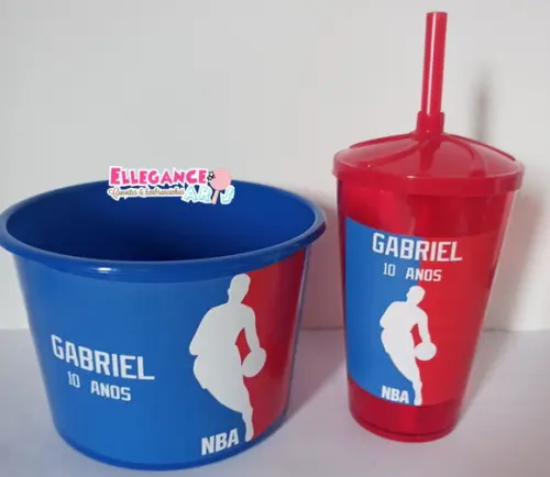 Kit Cineminha Balde e Copo Nba