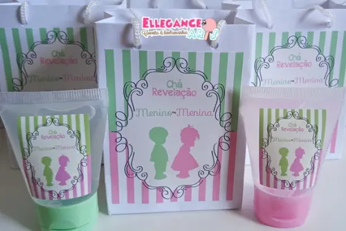 Lembrancinha Chá De Revelação Verde E Rosa