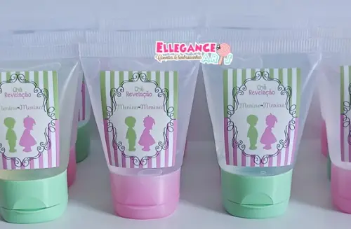 Lembrancinha Chá Revelação Verde e Rosa