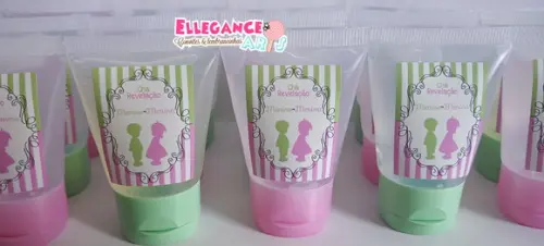 Lembrancinha Chá Revelação Verde e Rosa