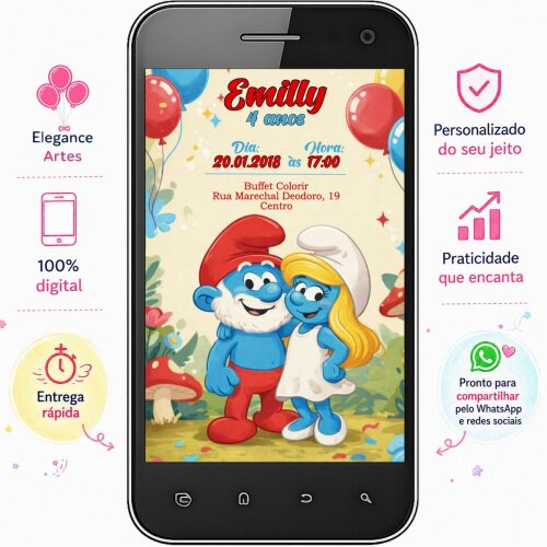 Convite Digital Smurfs
