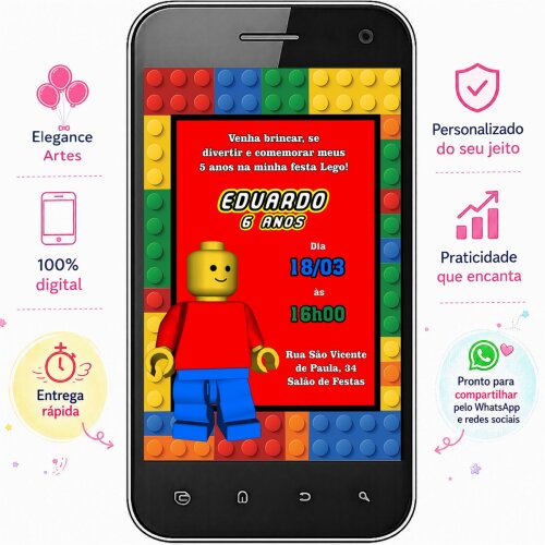 Convite Digital Lego
