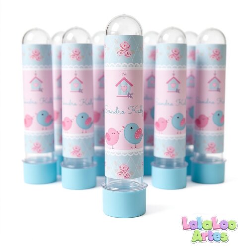 20 Tubete Passarinhos Jardim Encantado Personalizado