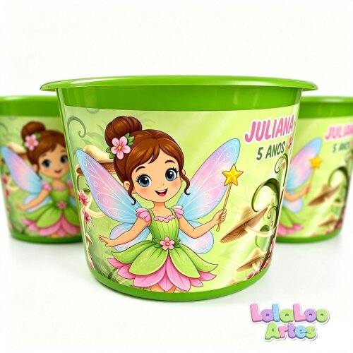 Balde de Pipoca Fadinha Personalizada