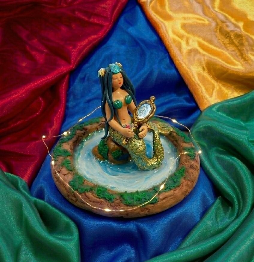 Escultrura Diorama Sereia Yara - Lendas e Mitos Folclore Brasilei