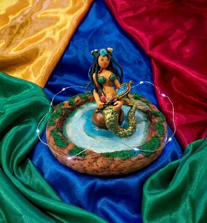 Escultrura Diorama Sereia Yara - Lendas e Mitos Folclore Brasilei