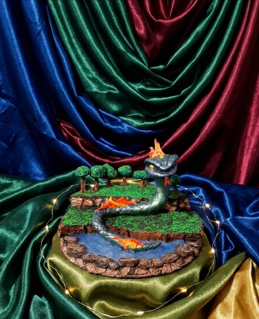Escultrura Diorama Boitatá - Lendas e Mitos Folclore Brasileiro