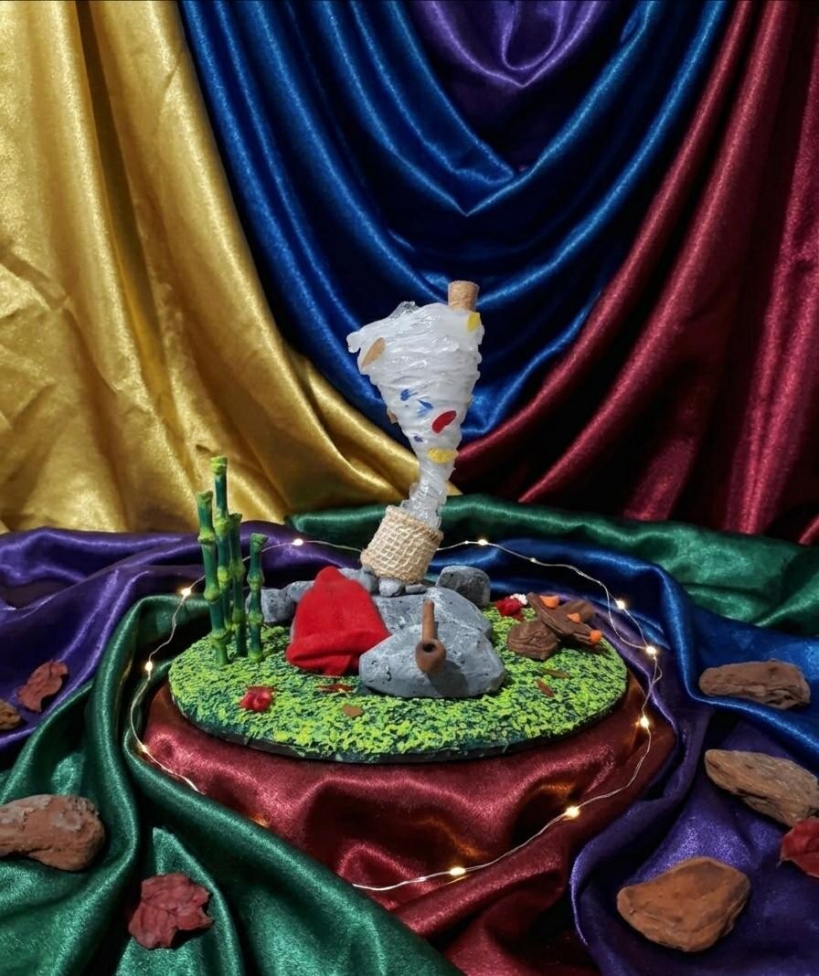 Escultrura Diorama Roda Moinho do Saci Pererê - Lendas e Mitos F