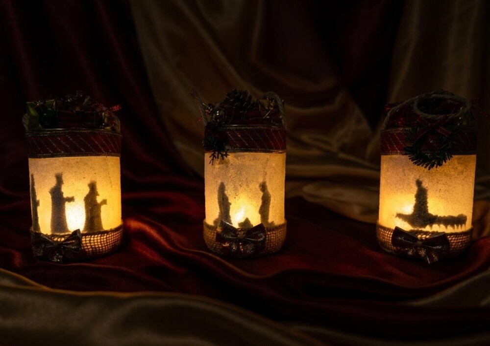 Trio Luminária Presépio de Natal no Pote com Led