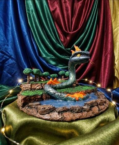 Escultrura Diorama Boitatá - Lendas e Mitos Folclore Brasileiro