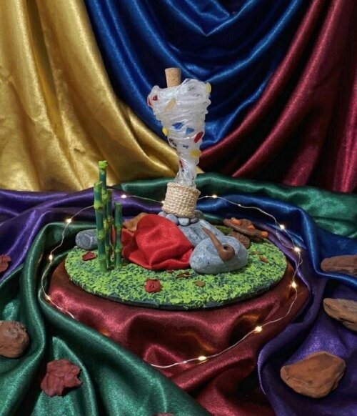 Escultrura Diorama Roda Moinho do Saci Pererê - Lendas e Mitos Folclore Brasileiro