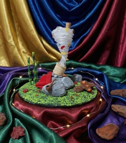 Escultrura Diorama Roda Moinho do Saci Pererê - Lendas e Mitos F