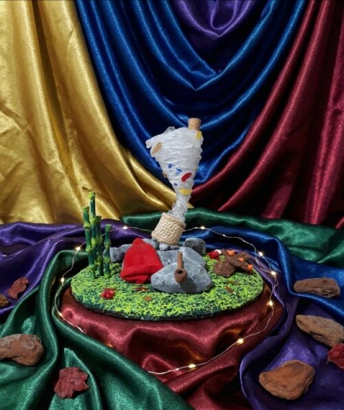 Escultrura Diorama Roda Moinho do Saci Pererê - Lendas e Mitos F