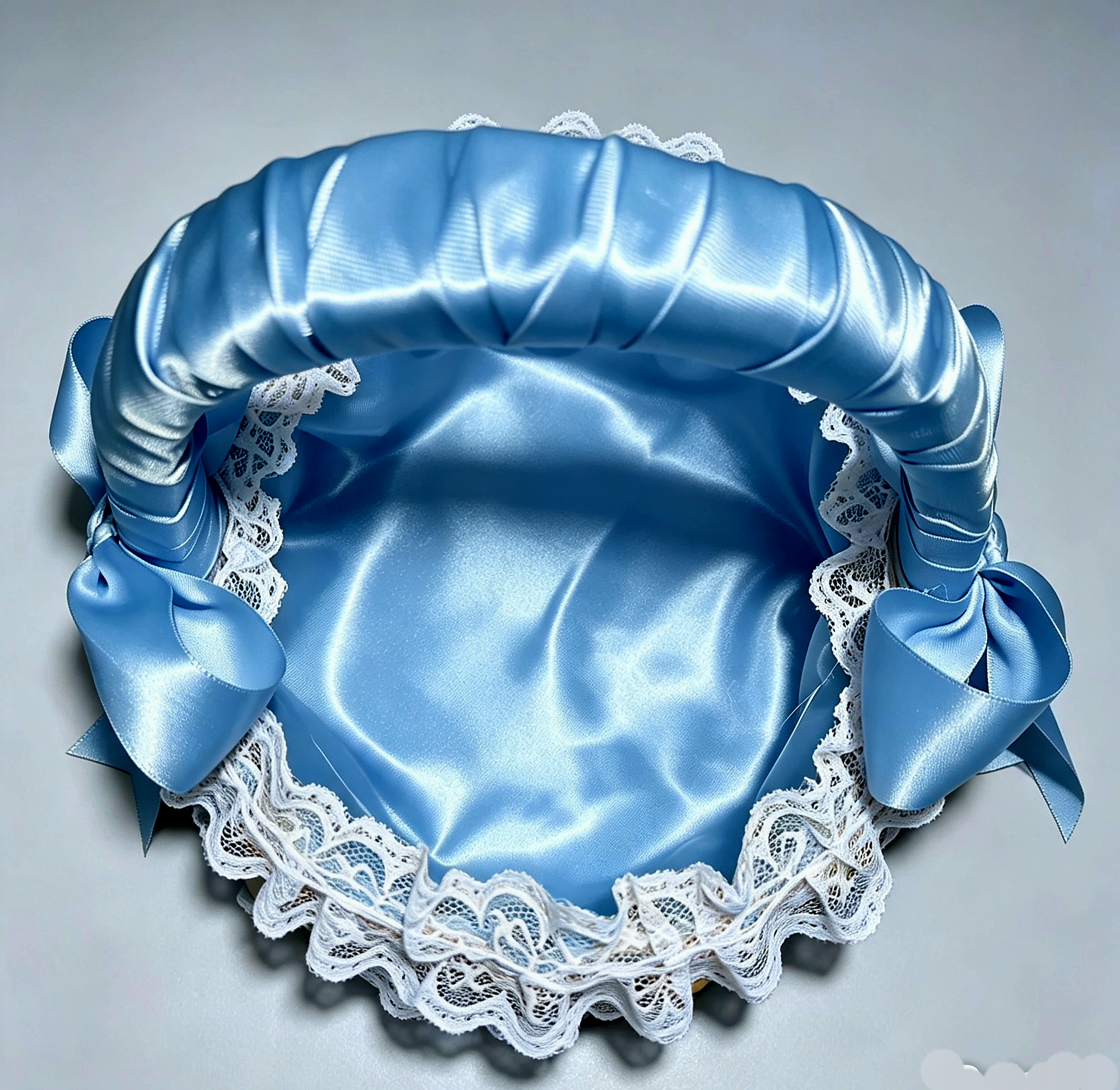 Cesta de Florista Azul Serenity em Cetim de Luxo
