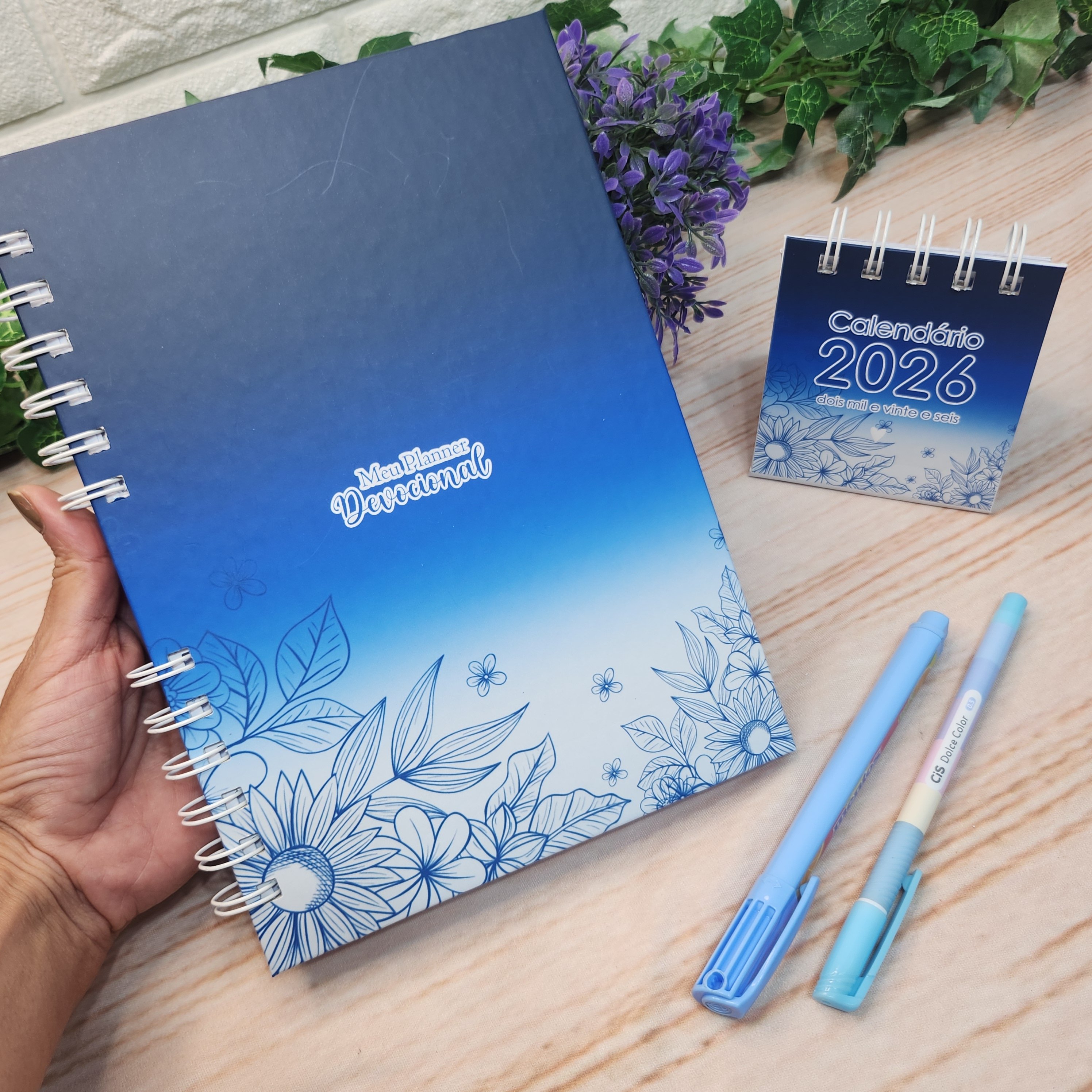 Caderno Devocional Gratidão Azul Personalizado