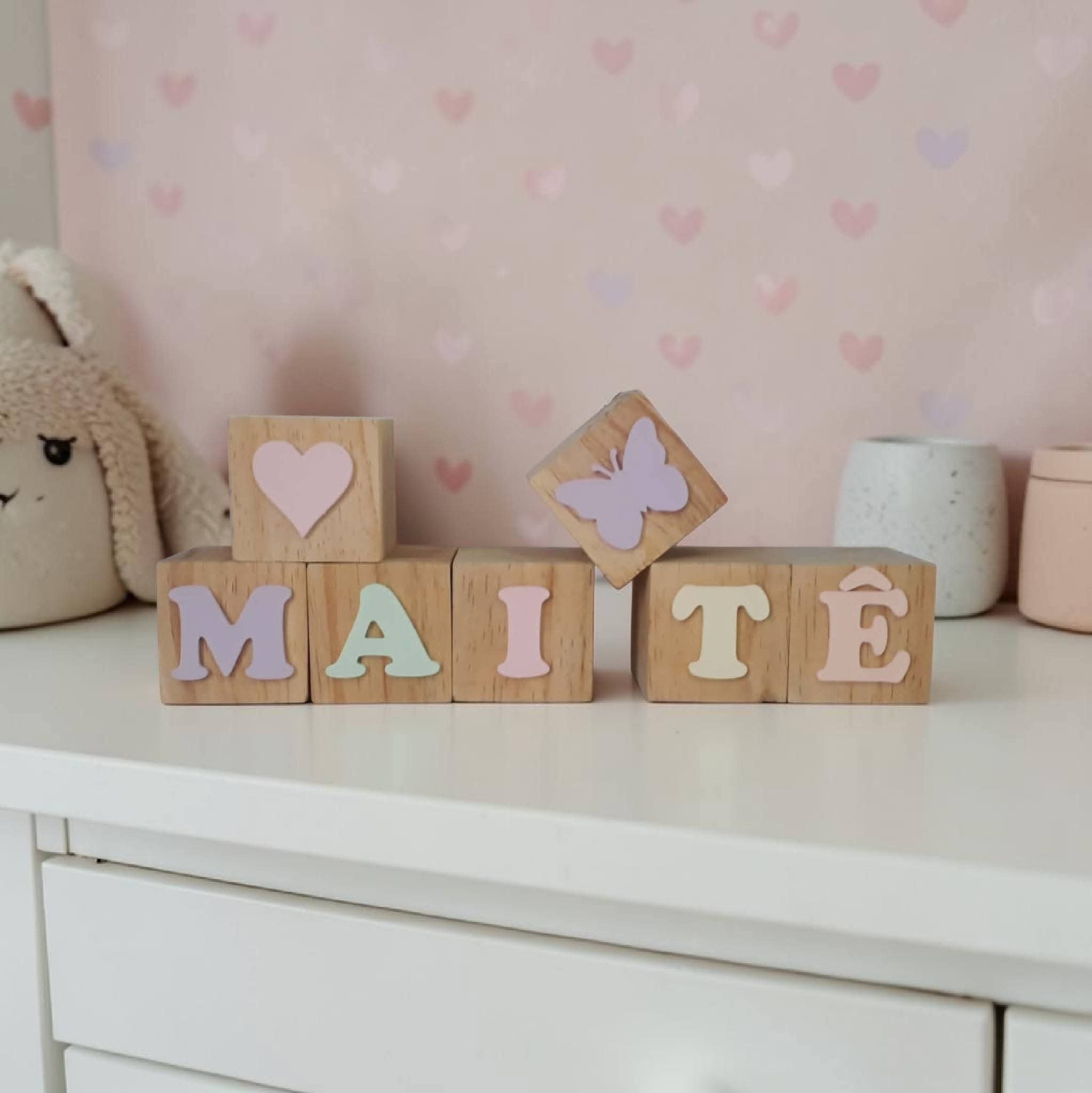 3 Cubos de madeira pinus, decoração de quarto infantil, festa inf