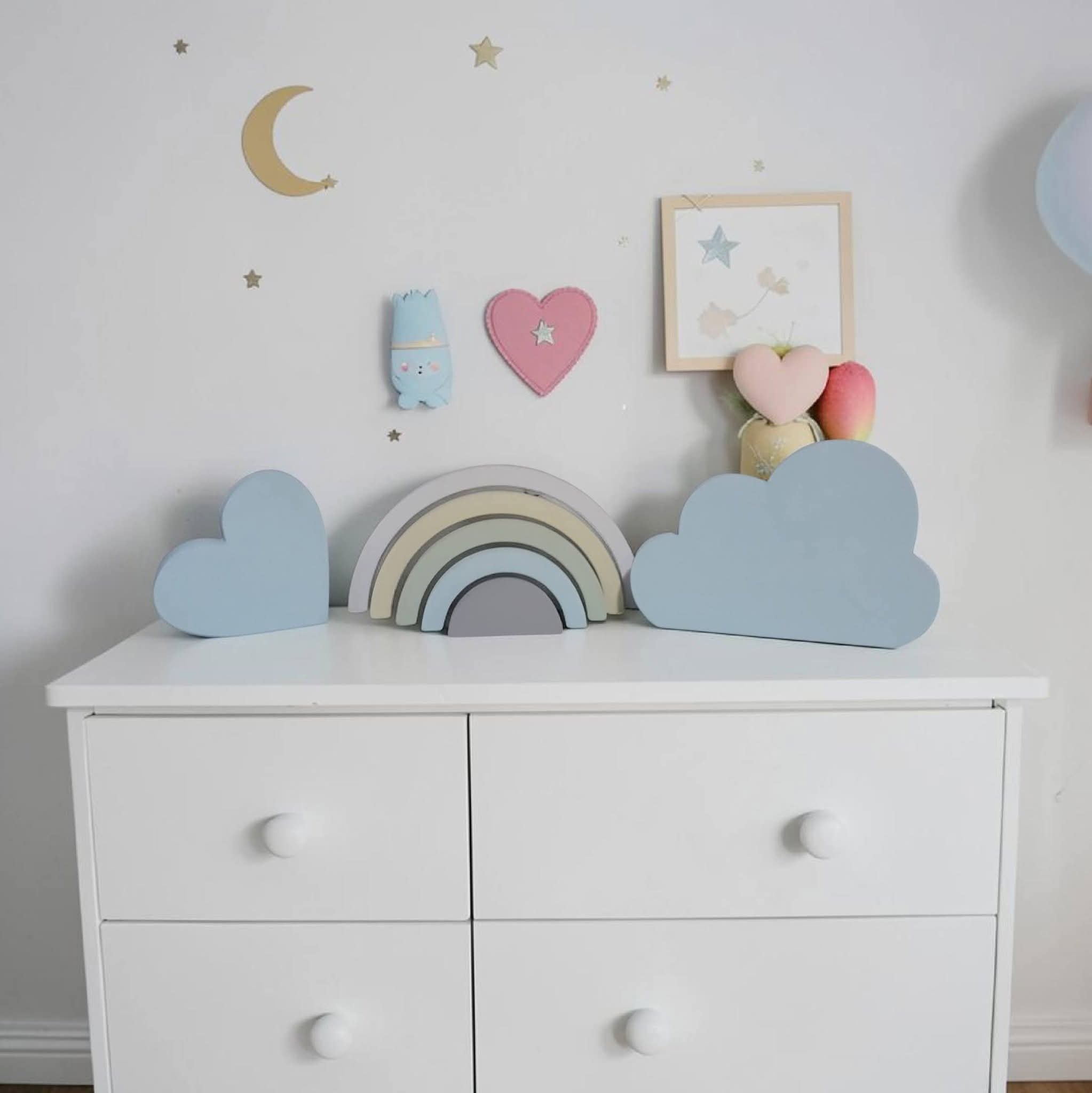Kit decoração em mdf Arco íris, nuvem e coraçao, enfeite de mdf a