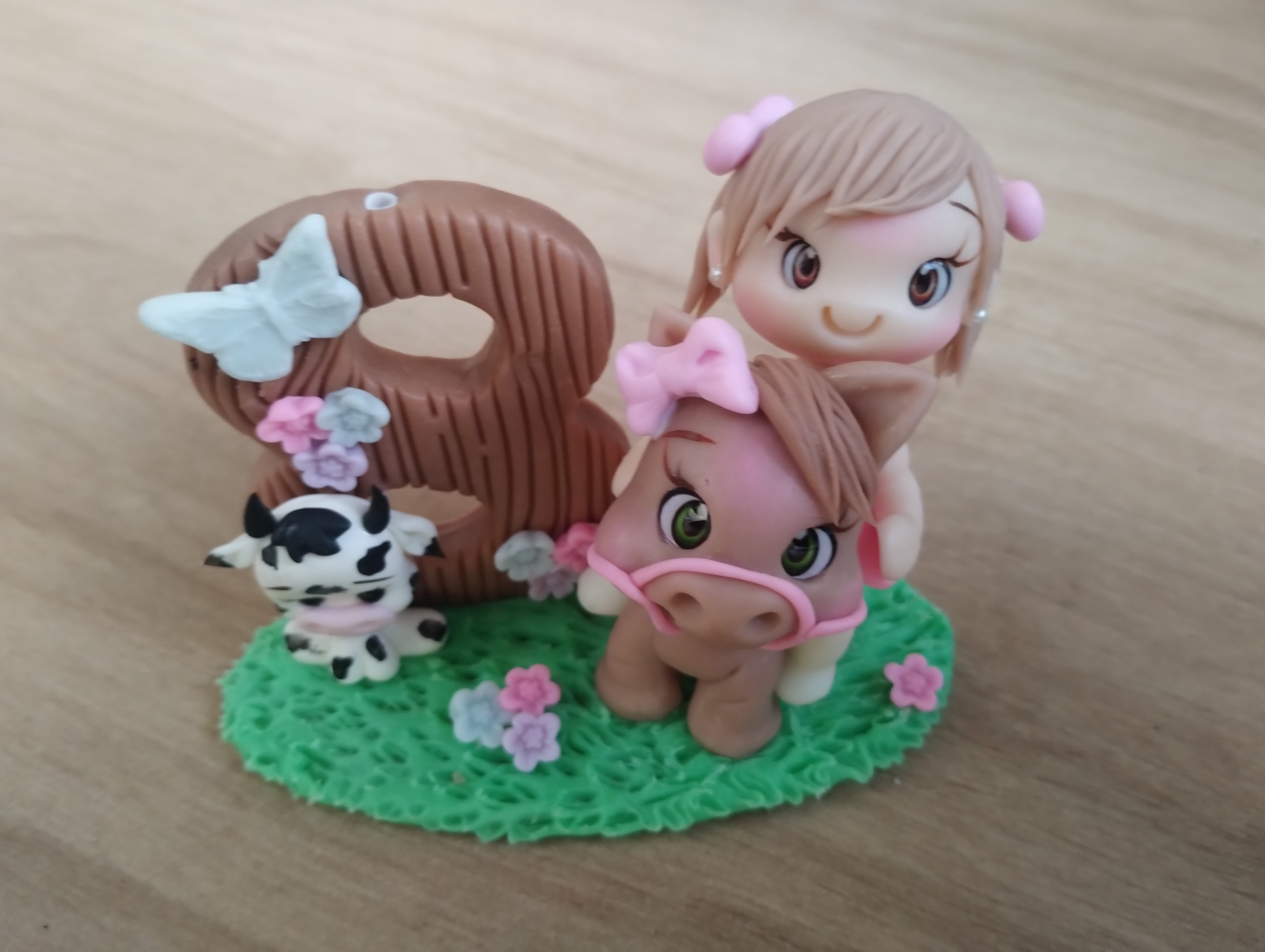 Vela Topo Fazendinha Rosa Vaquinha