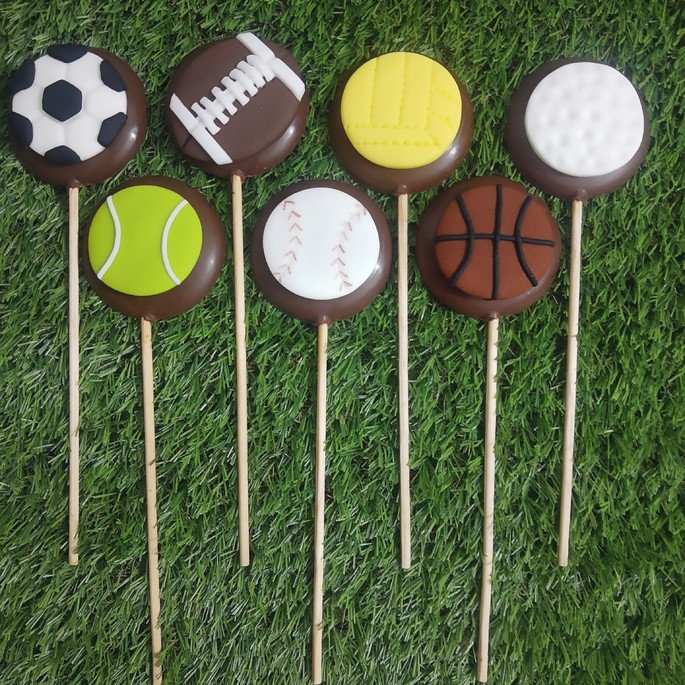 Pirulito personalizado de chocolate, bolas de esporte