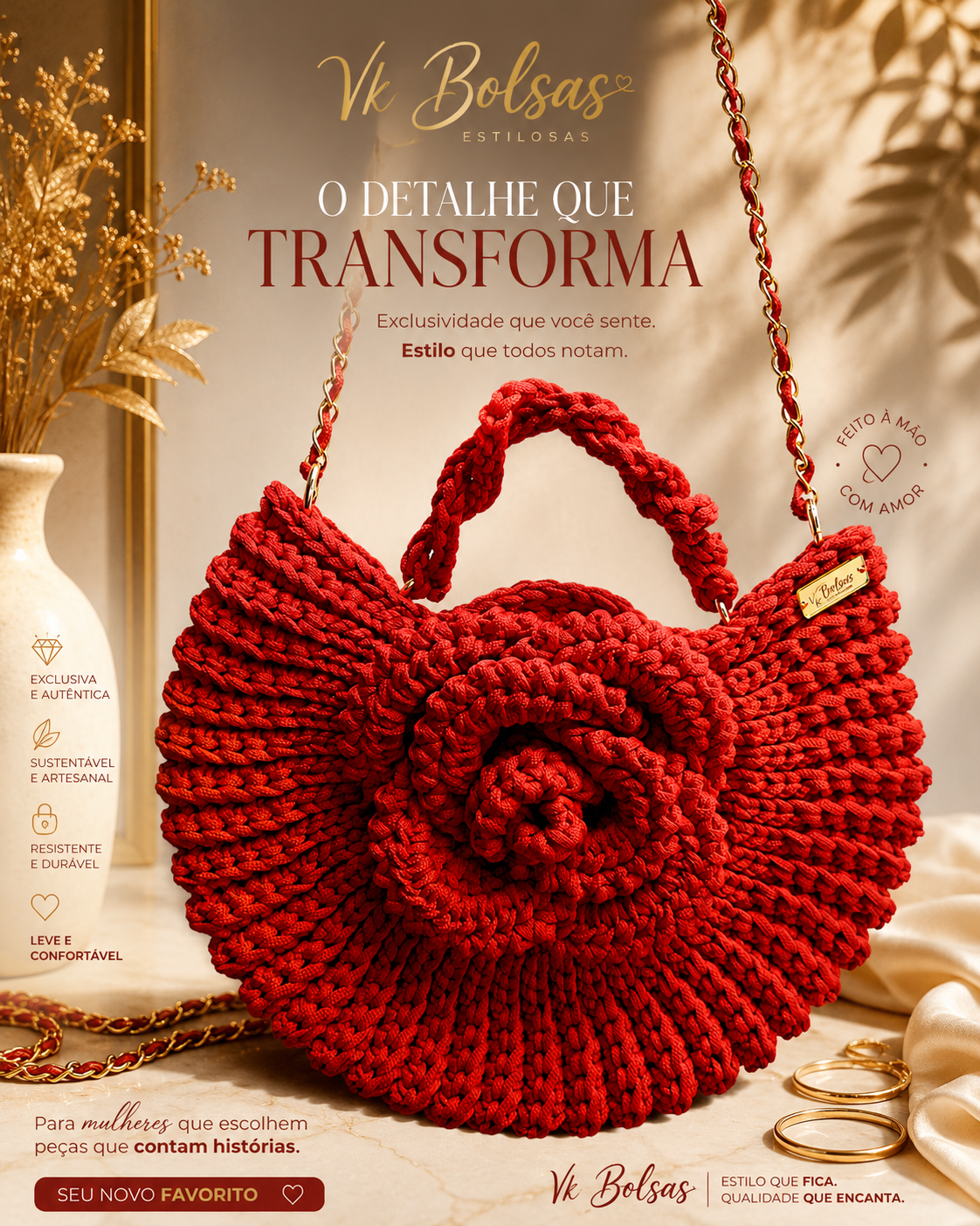 Bolsa Max Flor de crochê