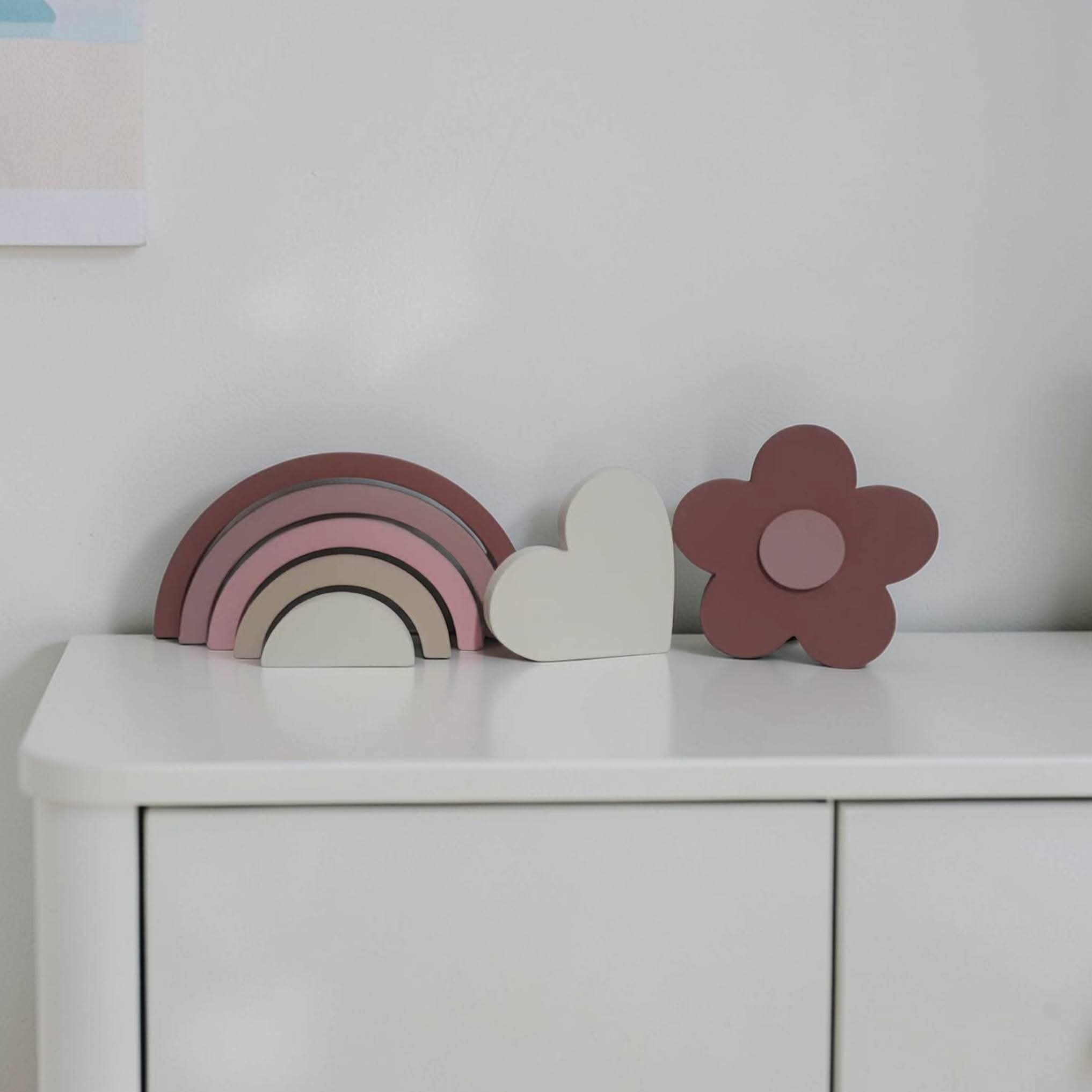 Kit decoração em mdf Arco íris, flor e coraçao enfeite de mdf ado