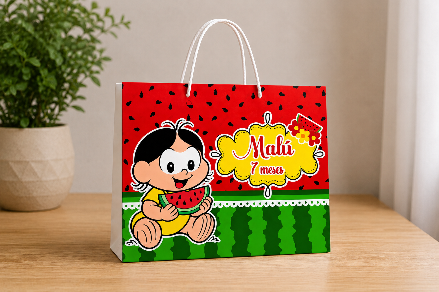 SACOLINHA PERSONALIZADA PARA FESTA MAGALI CUTE BABY. PEGUE E MONT