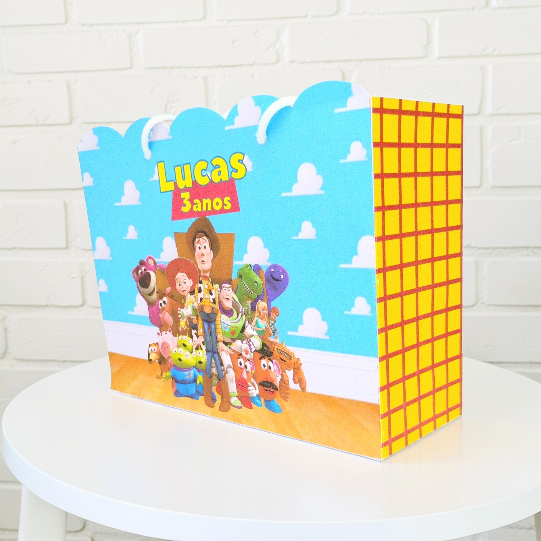 10 Sacolinha Personalizadas Toy Story - Montadas com Alça