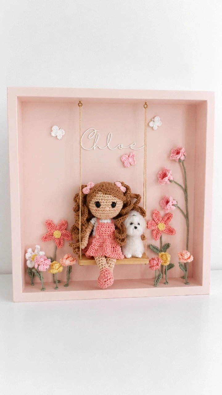 Porta de Maternidade Crochê Amigurumi Menina