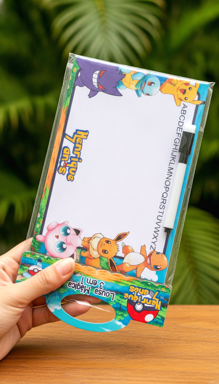 Lousa Mágica 3 em 1 POKEMON Lembrancinhas Personalizadas