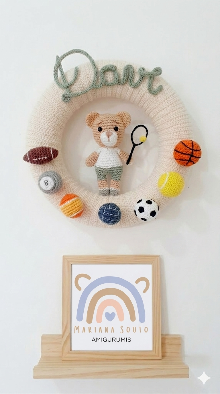 Porta de maternidade guirlanda esporte tenis crochê