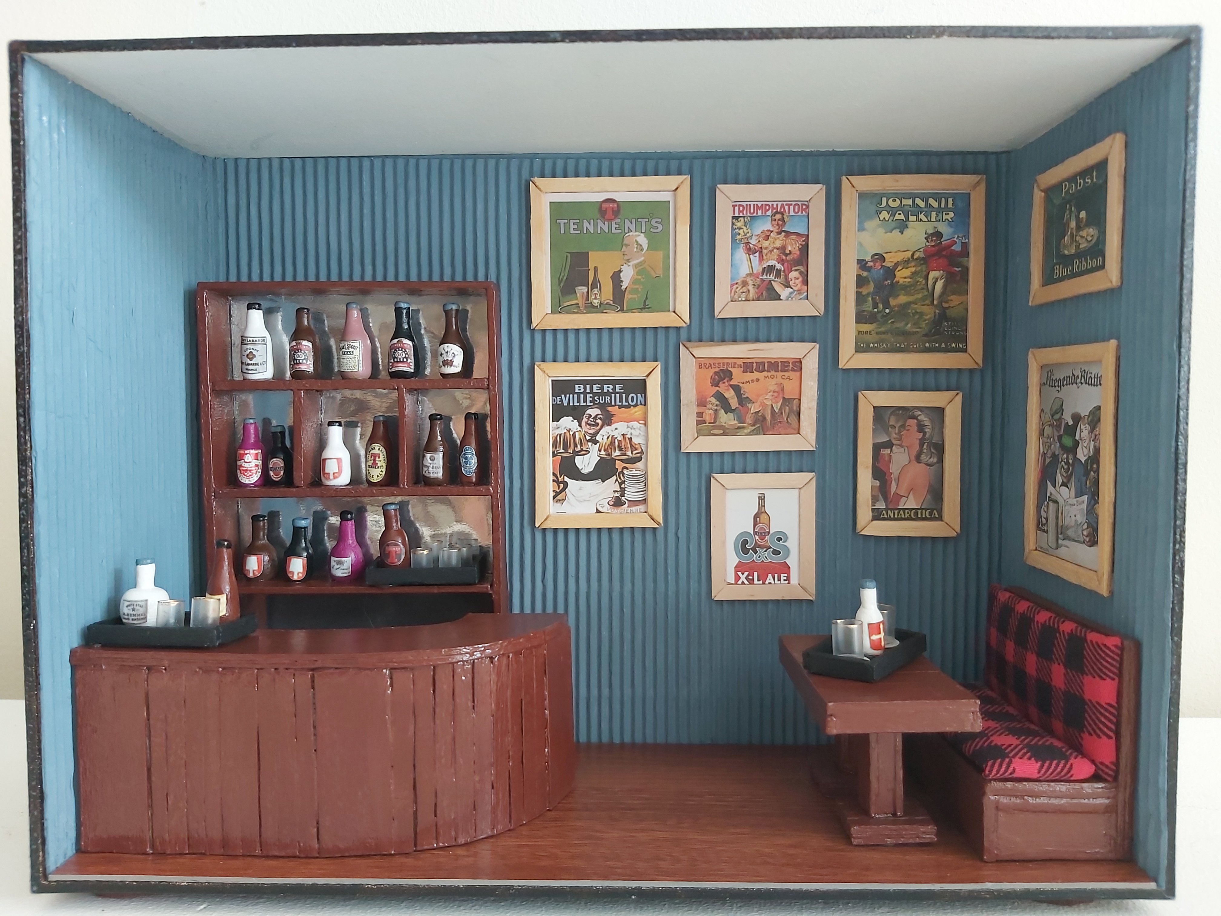 Quadro Miniatura Cenário Bar Pub Boteco Diorama Móveis Vintage