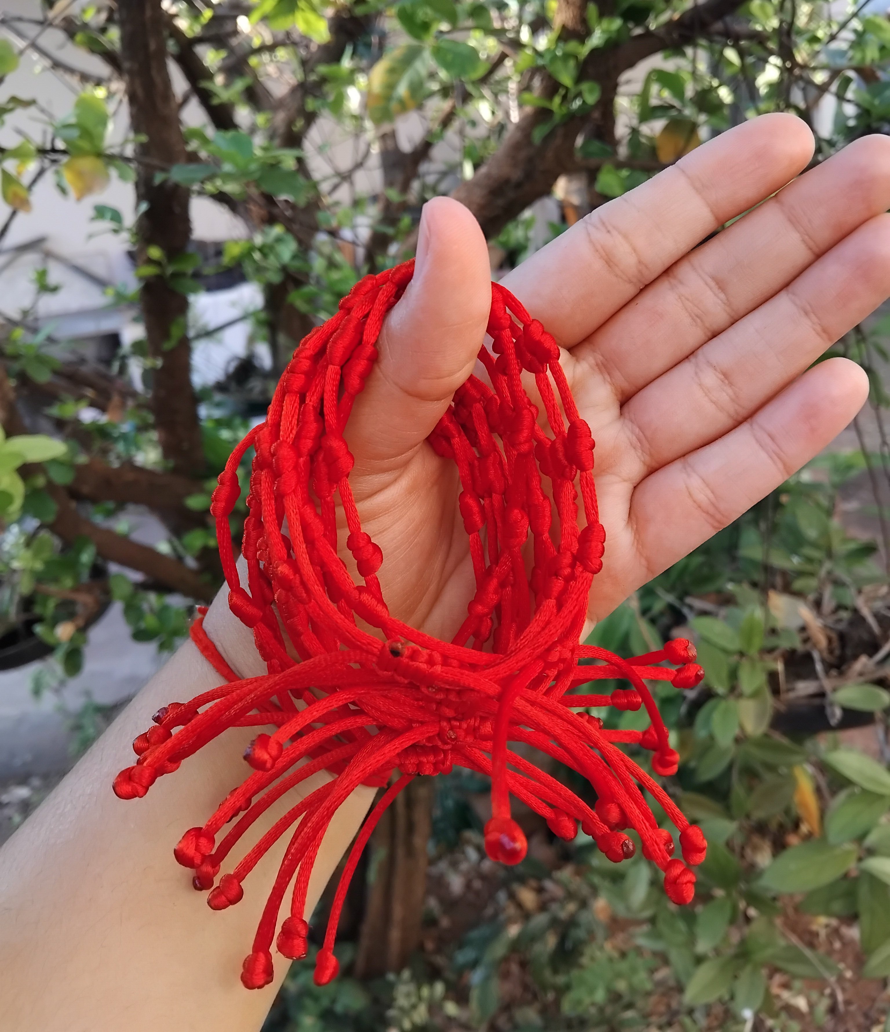 Kit com 10 Pulseira Vermelha 7 Nós Kabbalah de Proteção - Ajustáv