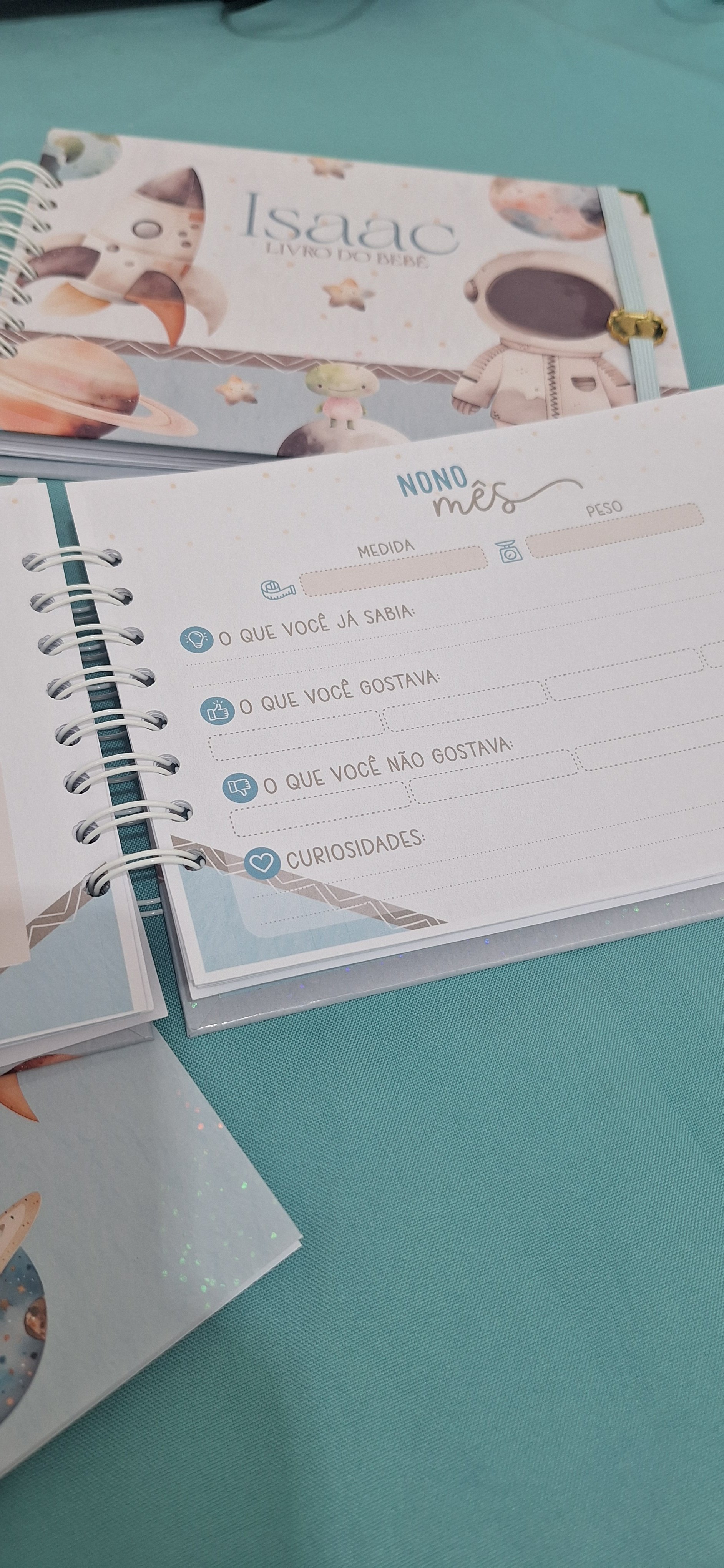 Kit maternidade Astronauta livro do bebê,  mêsversário, caderneta