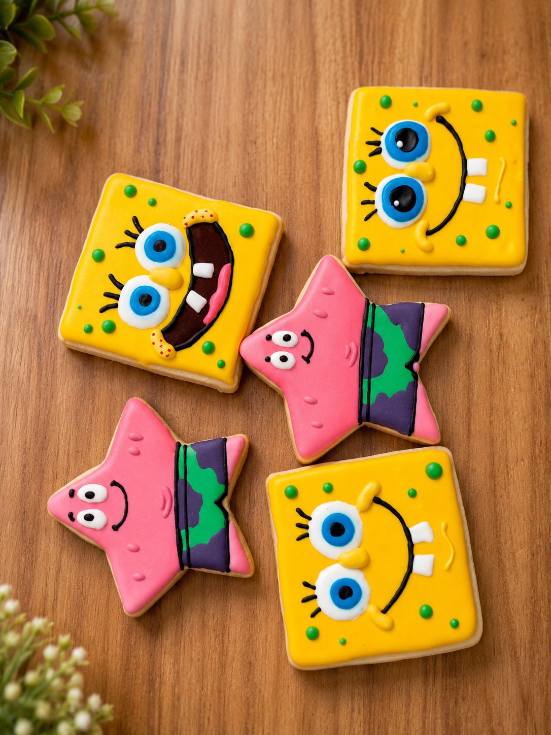 Biscoitos Amanteigados com tema do boby esponja
