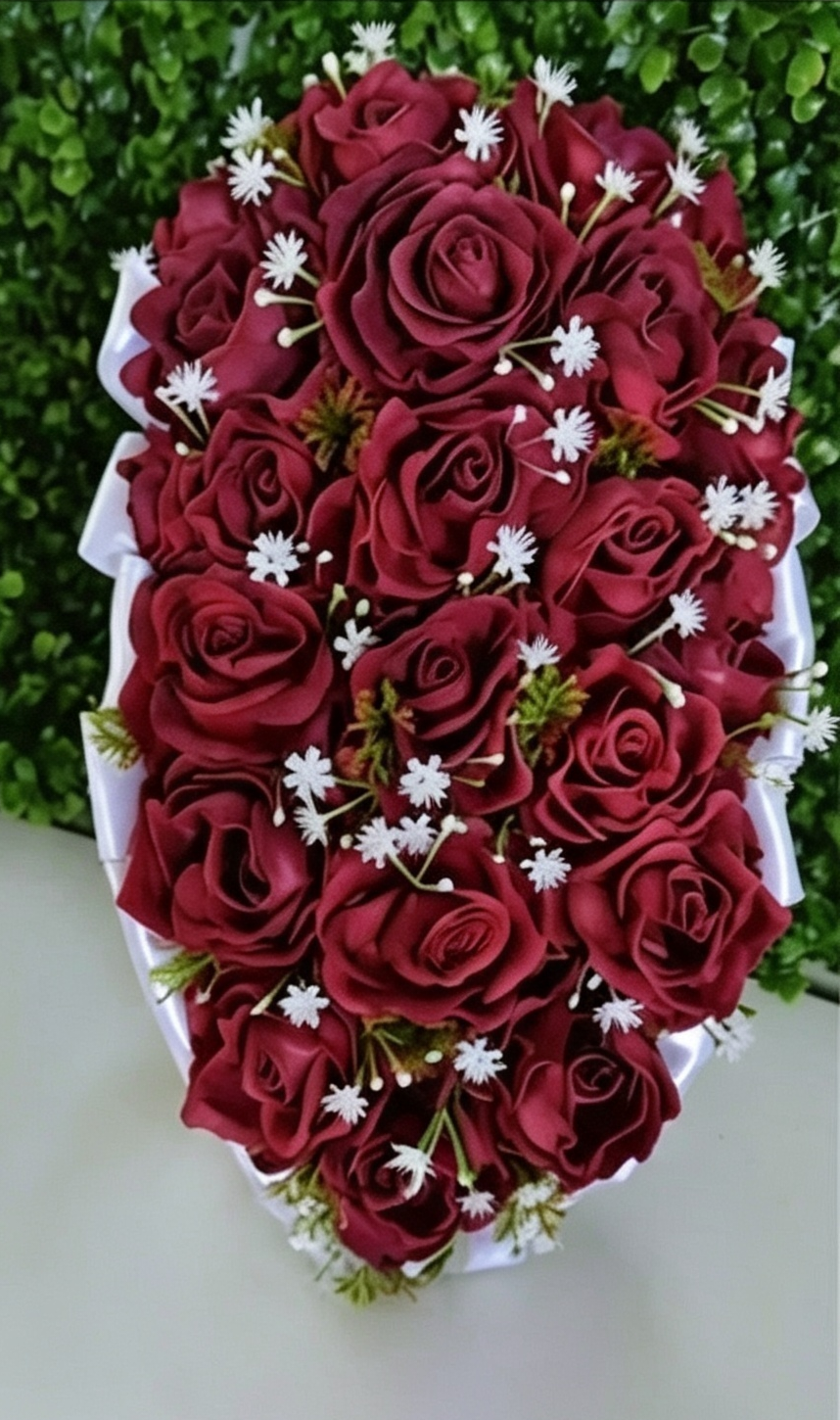 Buquê de Noiva Cascata Vermelho em EVA| Buquê Artesanal para Ca
