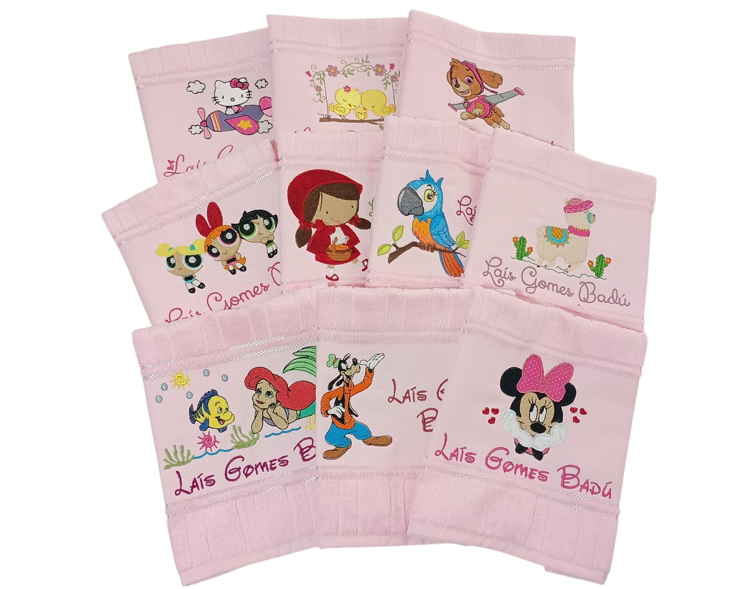 Kit com 10 Toalhinhas Bordadas - Tema Personalizado