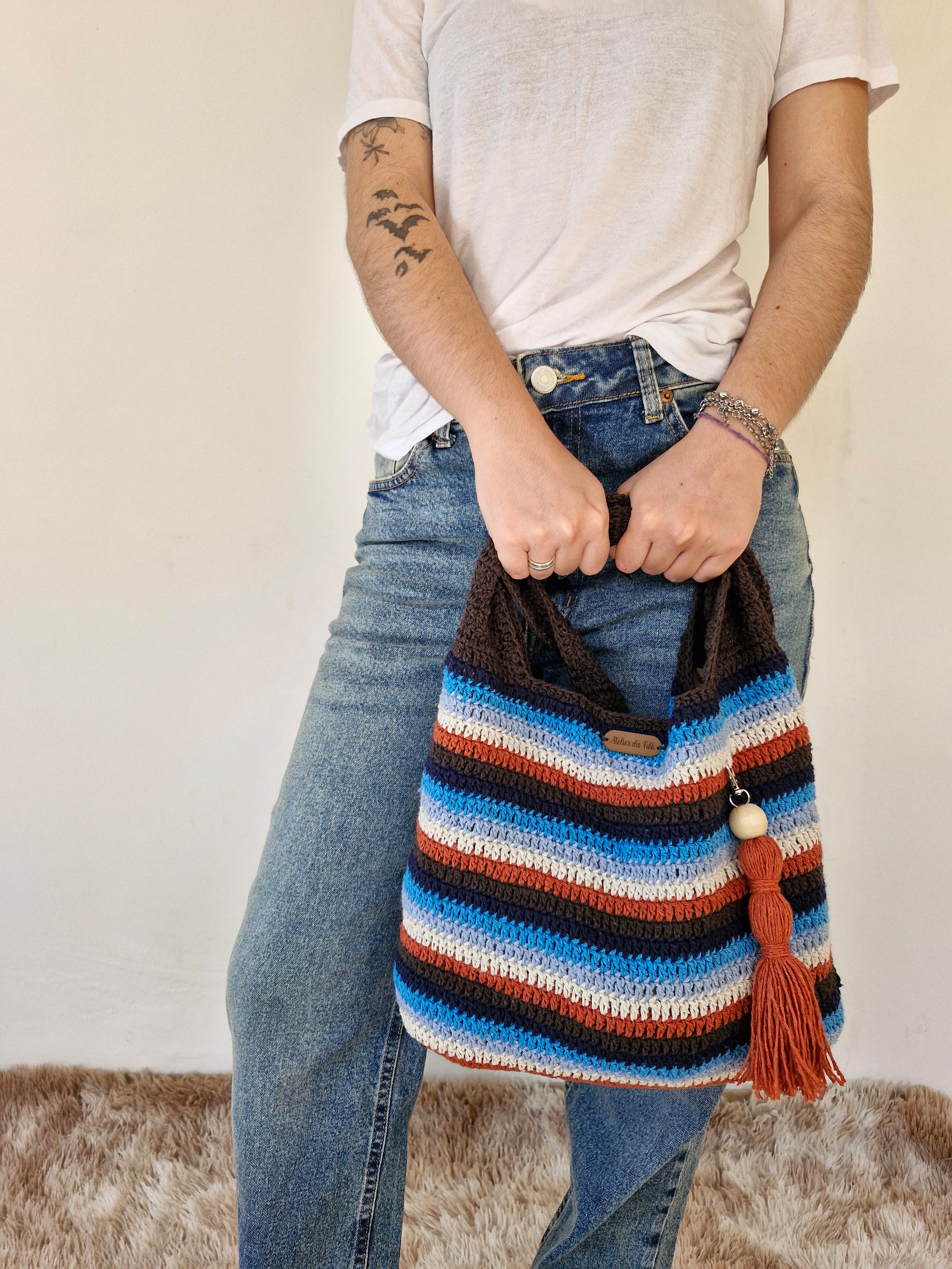 Bolsa de crochê - listras