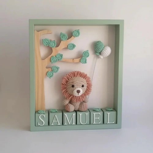 Porta de Maternidade Leão Crochê Amigurumi