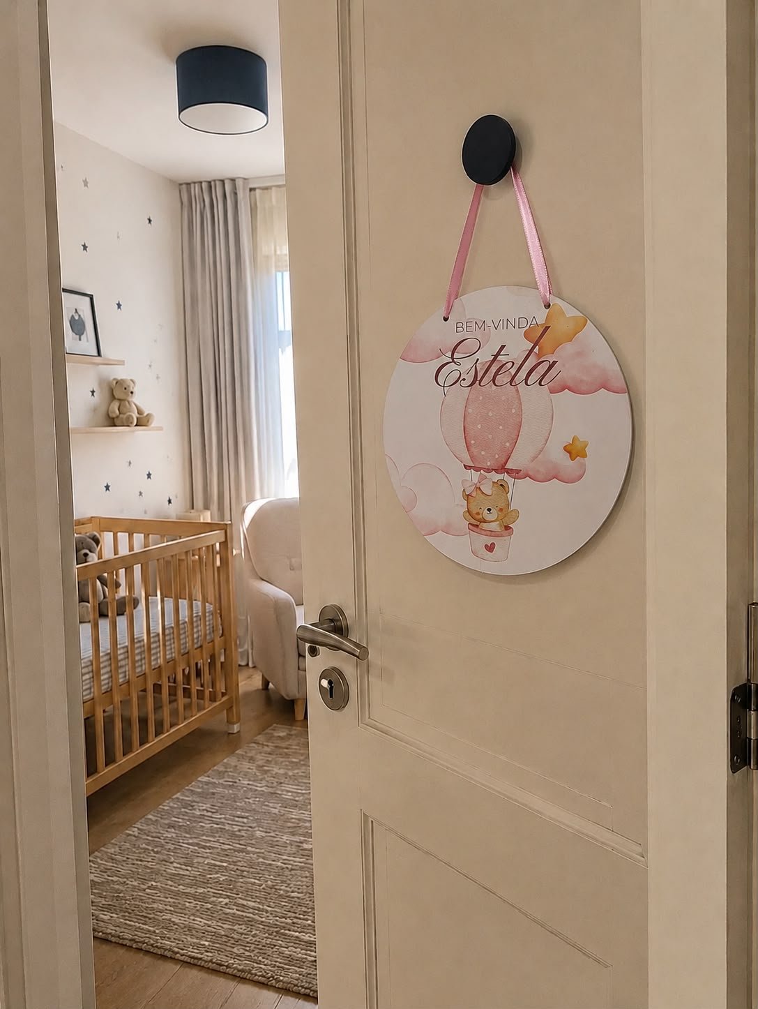 Enfeite Porta Maternidade Personalizado Bem Vinda – Placa Redonda