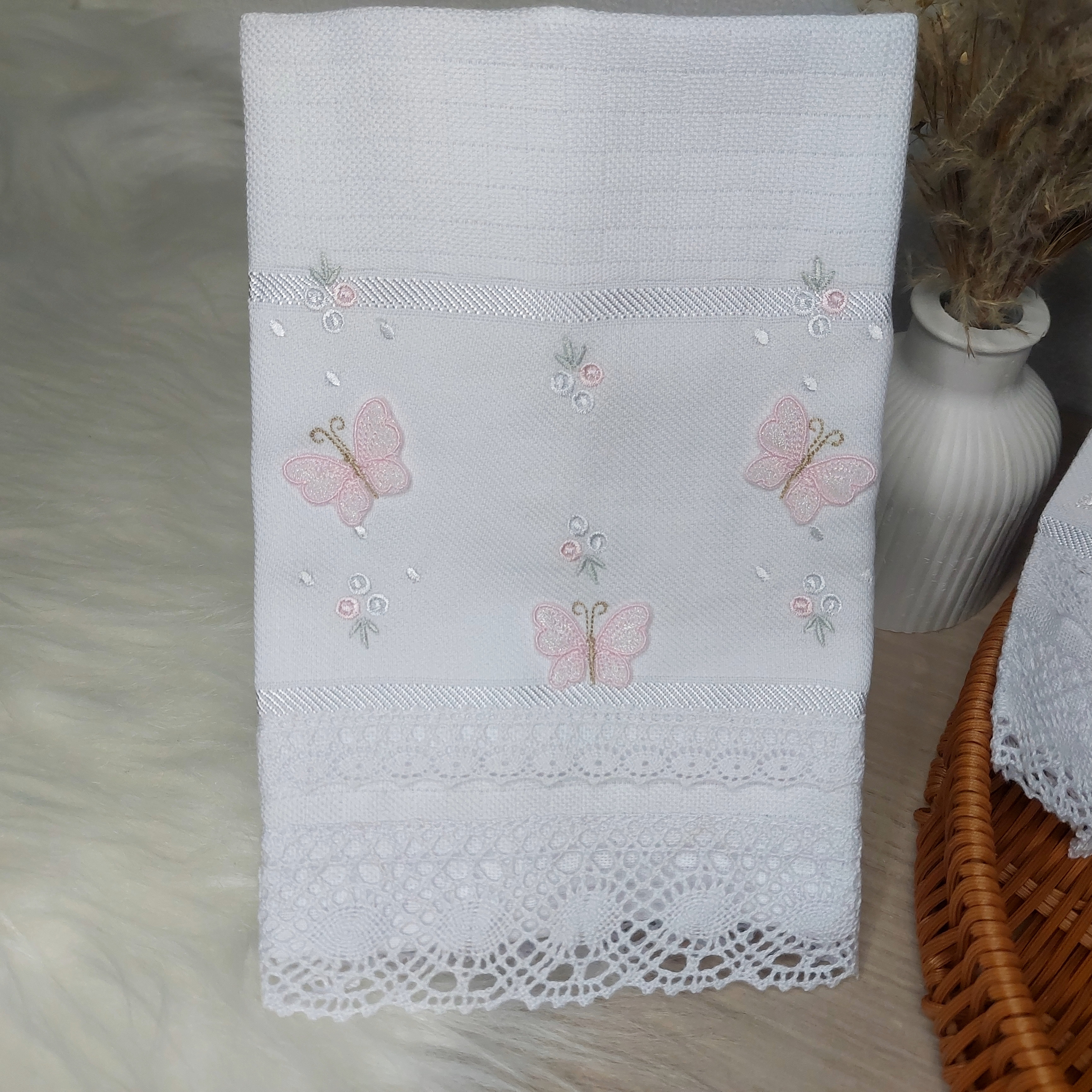 Kit Fraldas de boca floral florzinhas delicadas borboleta 3D