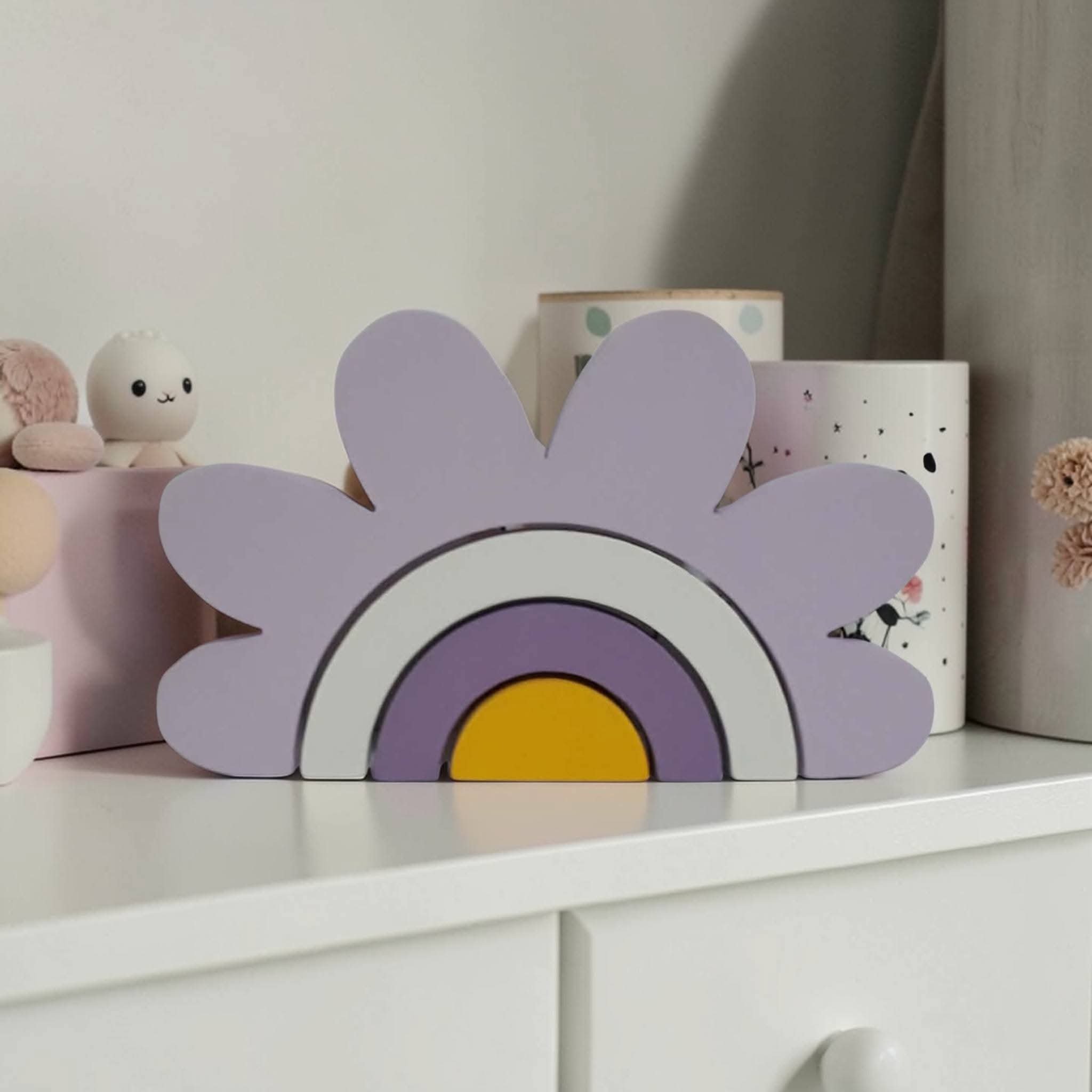 Arco iris de mdf formato de flor decoração de quarto infantil / e