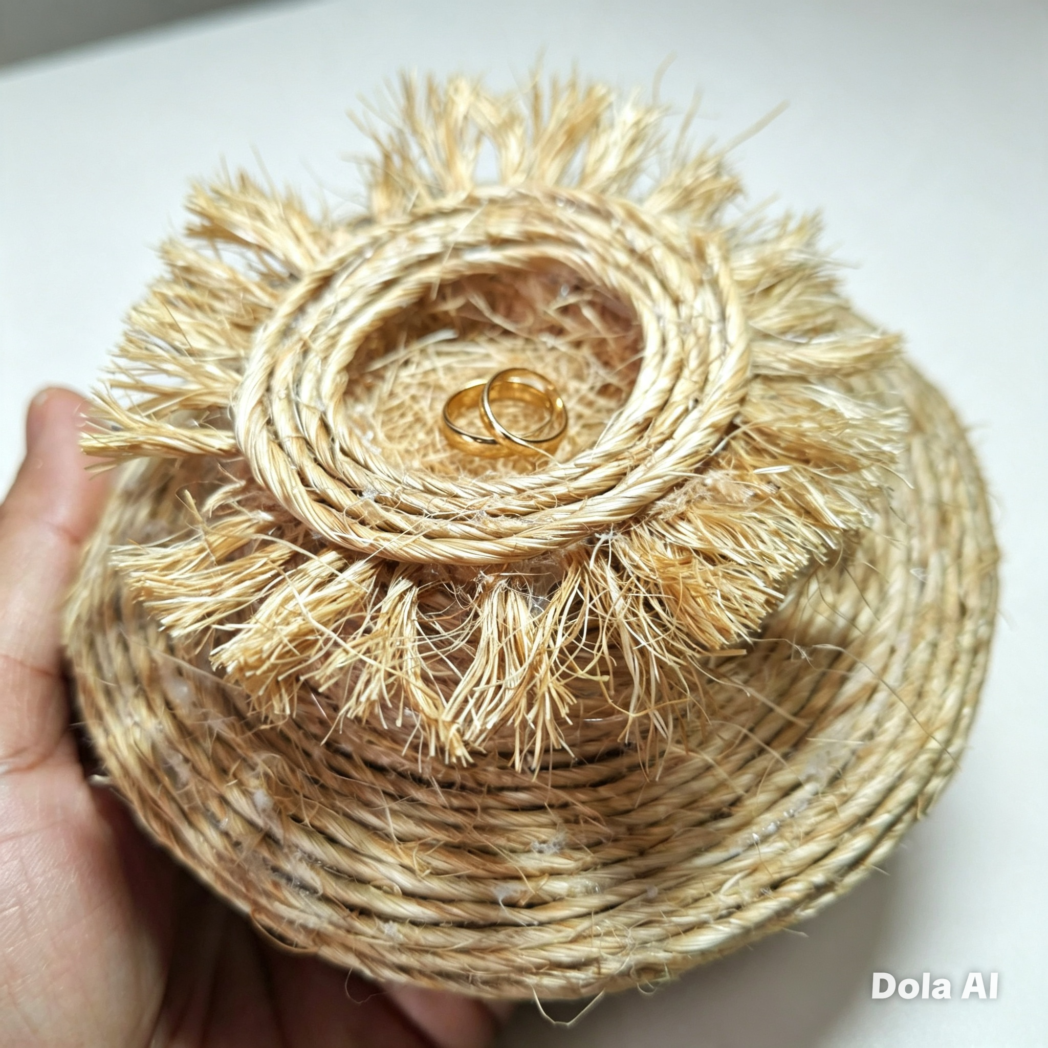 Porta Alianças Minimalista Ninho de Sisal Rústico