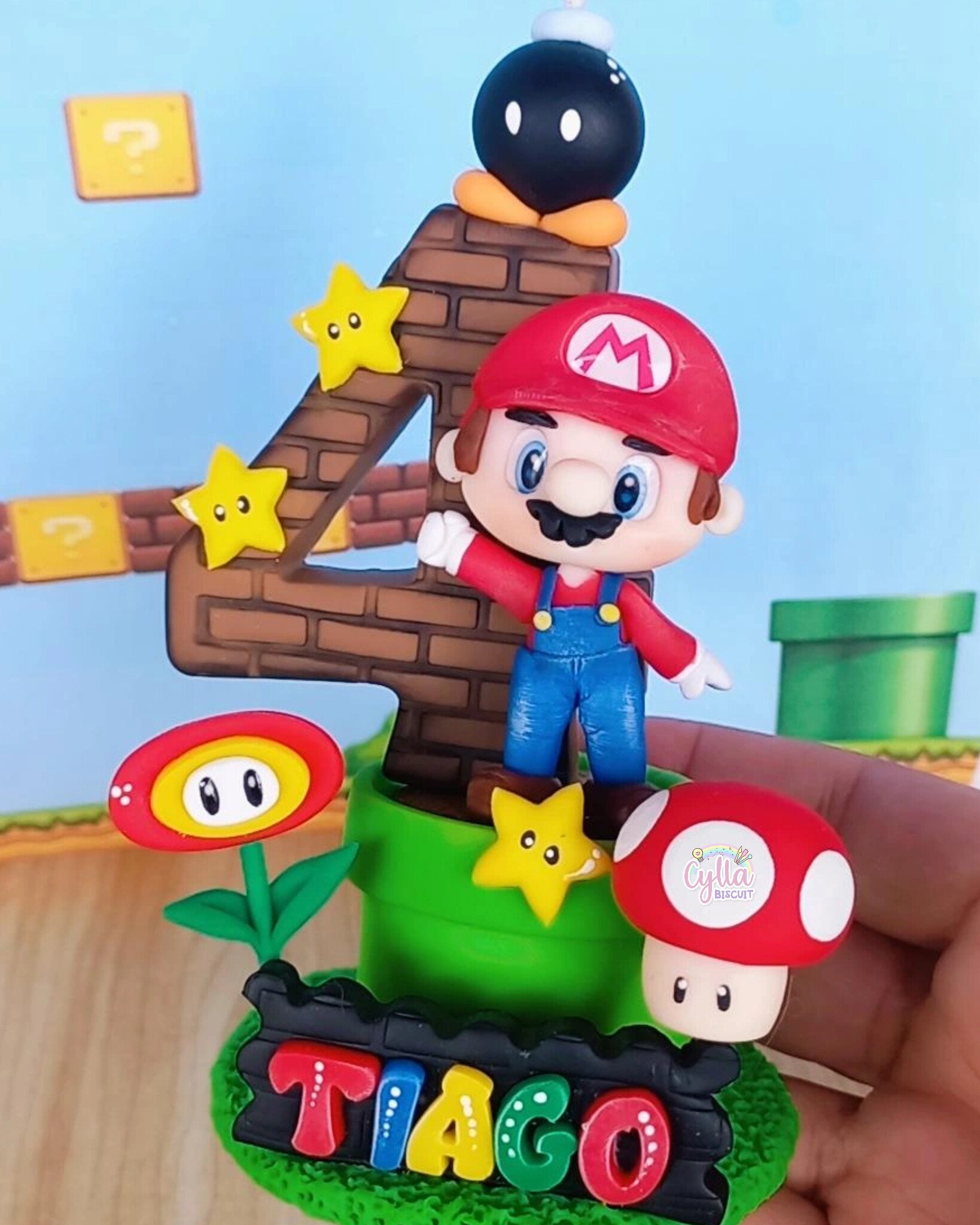 Vela personalizada Super Mario Bros em biscuit