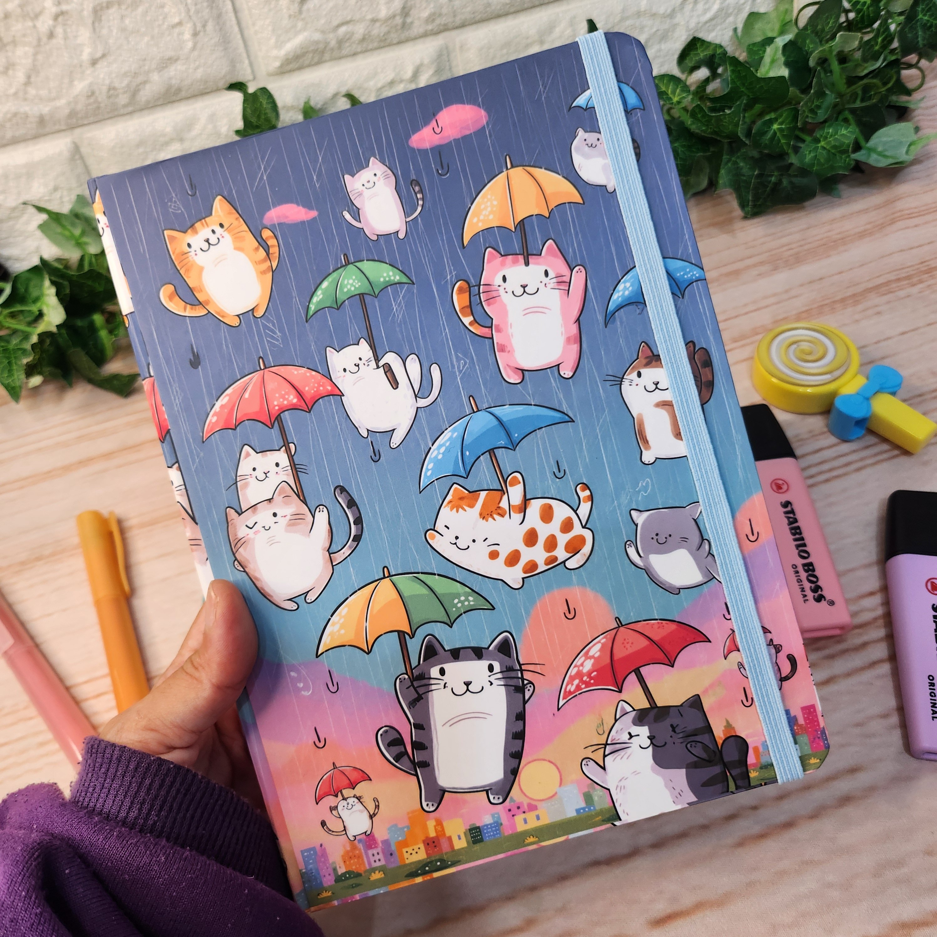 Caderno Sketchbook Chuva de Gatinhos A5 l journal l Desenho l Ano