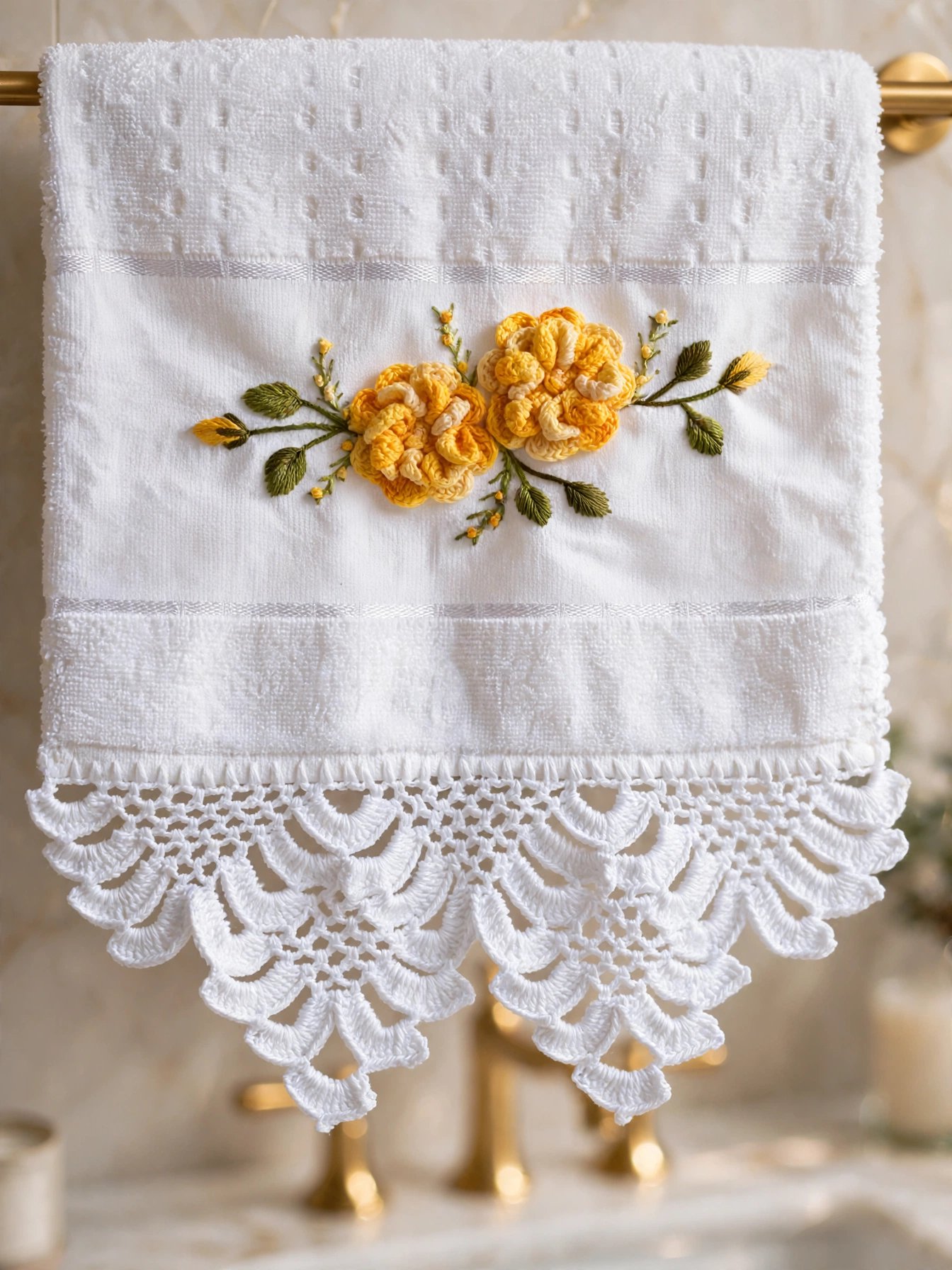 TOALHA LAVABO COM APLICAÇÕES BORDADA