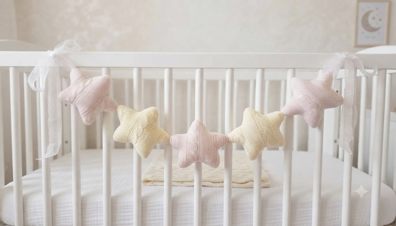 Varal estrelinhas em tricot