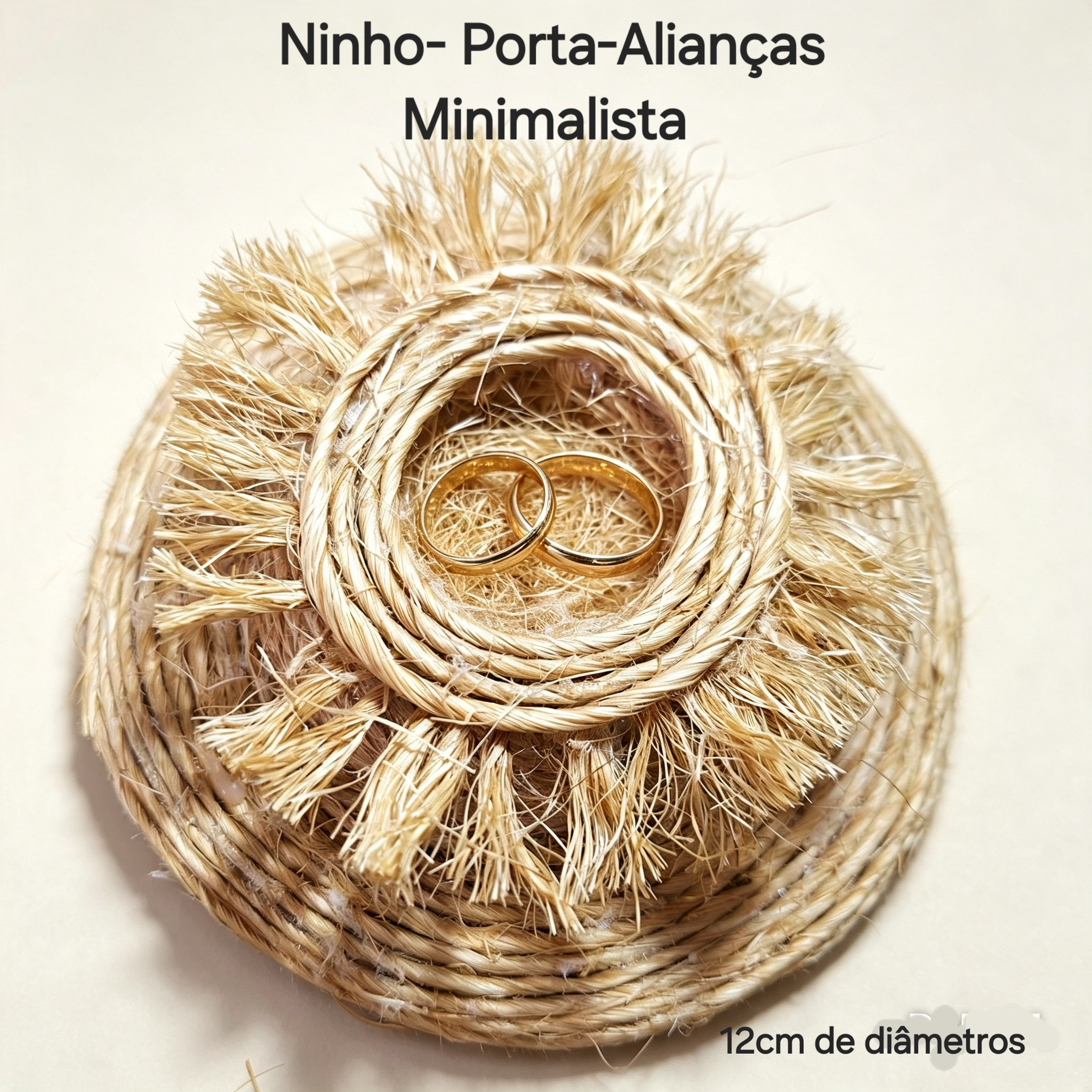 Porta Alianças Minimalista Ninho de Sisal Rústico