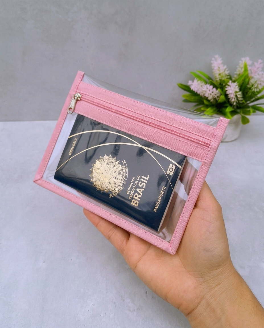 Kit 10 nécessaires plásticas 2 bolsinhos CORES ALEATÓRIAS/Porta p