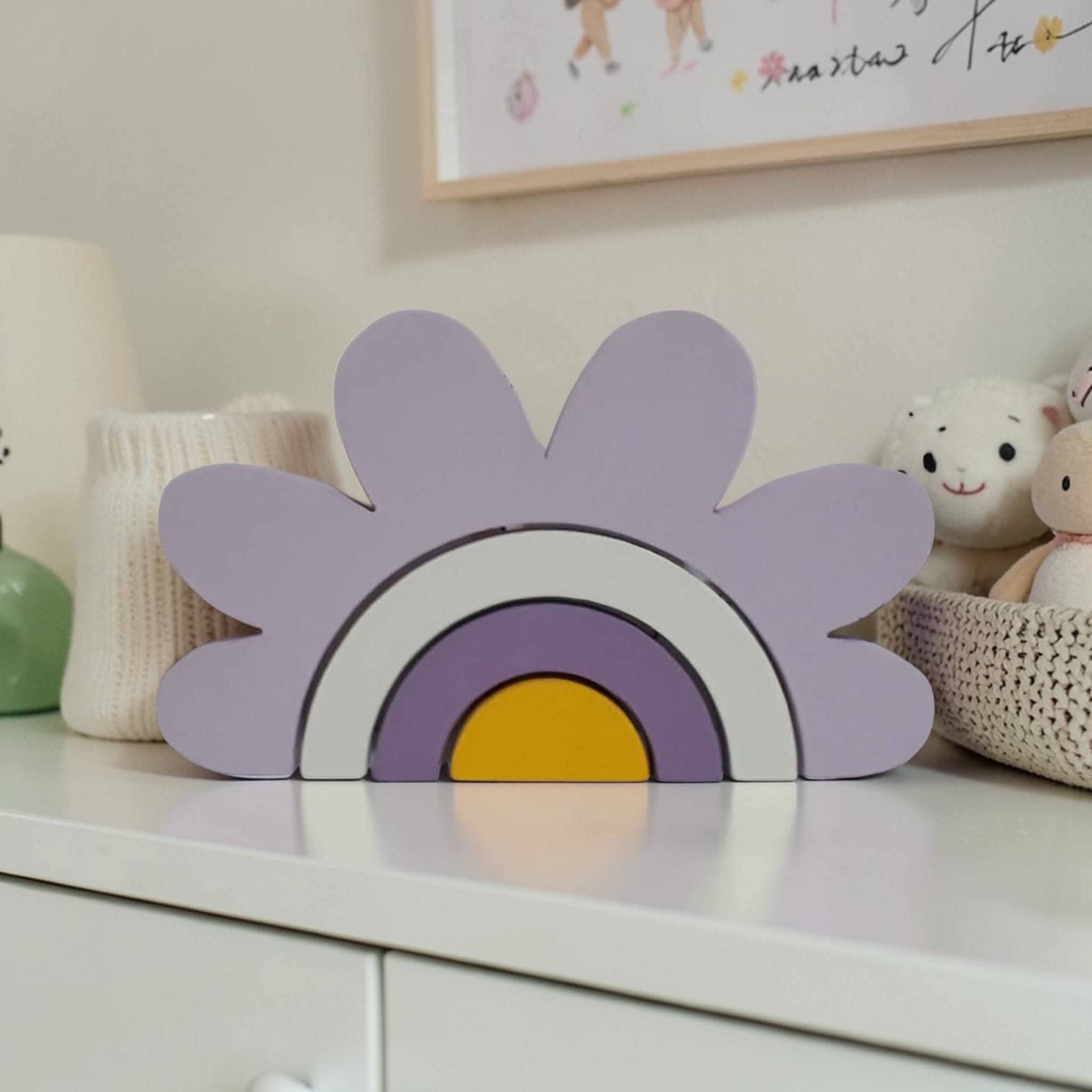 Arco iris de mdf formato de flor decoração de quarto infantil / e
