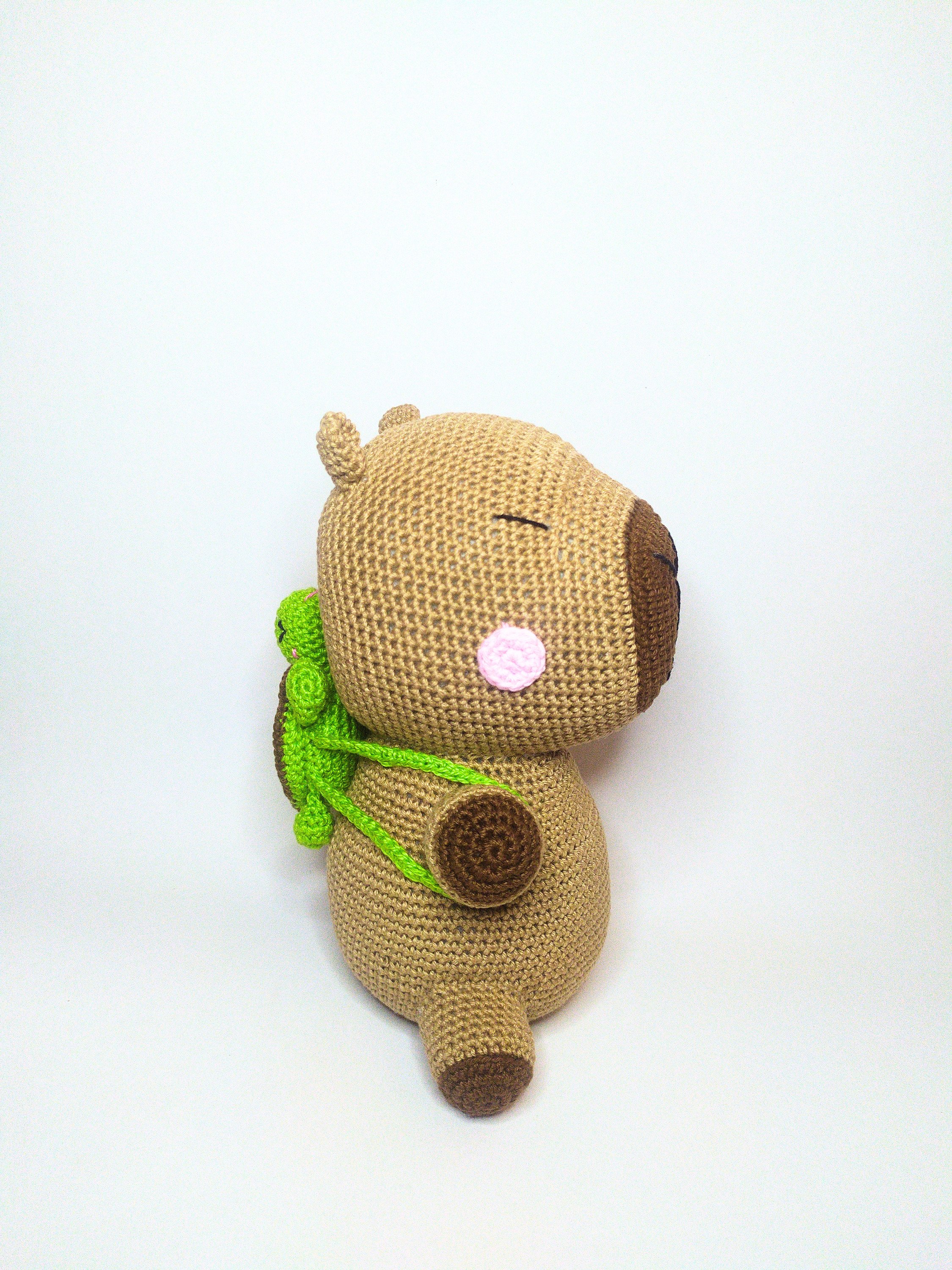 Capivara com mochilinha de tartaruga